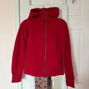 lululemon athletica full zip Scuba Vibrant Red Zip-Up Fleece Hoodie